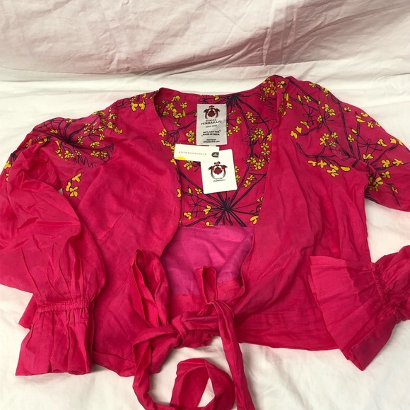 Roopa Pemmaraju pink flower wrap S NWT - Picture 1 of 6